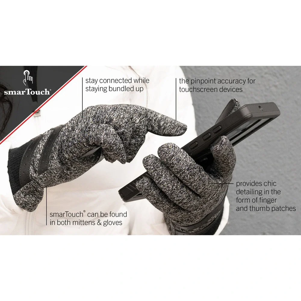 Isotoner SmartTouch Womens One Size Gloves Black Knit Use Phone iphone Tablet - Picture 3 of 3